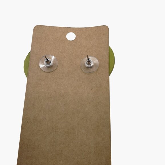 Green Star Button Earrings Rhinestones Pierced Posts Whimsy - Picture 9 of 9